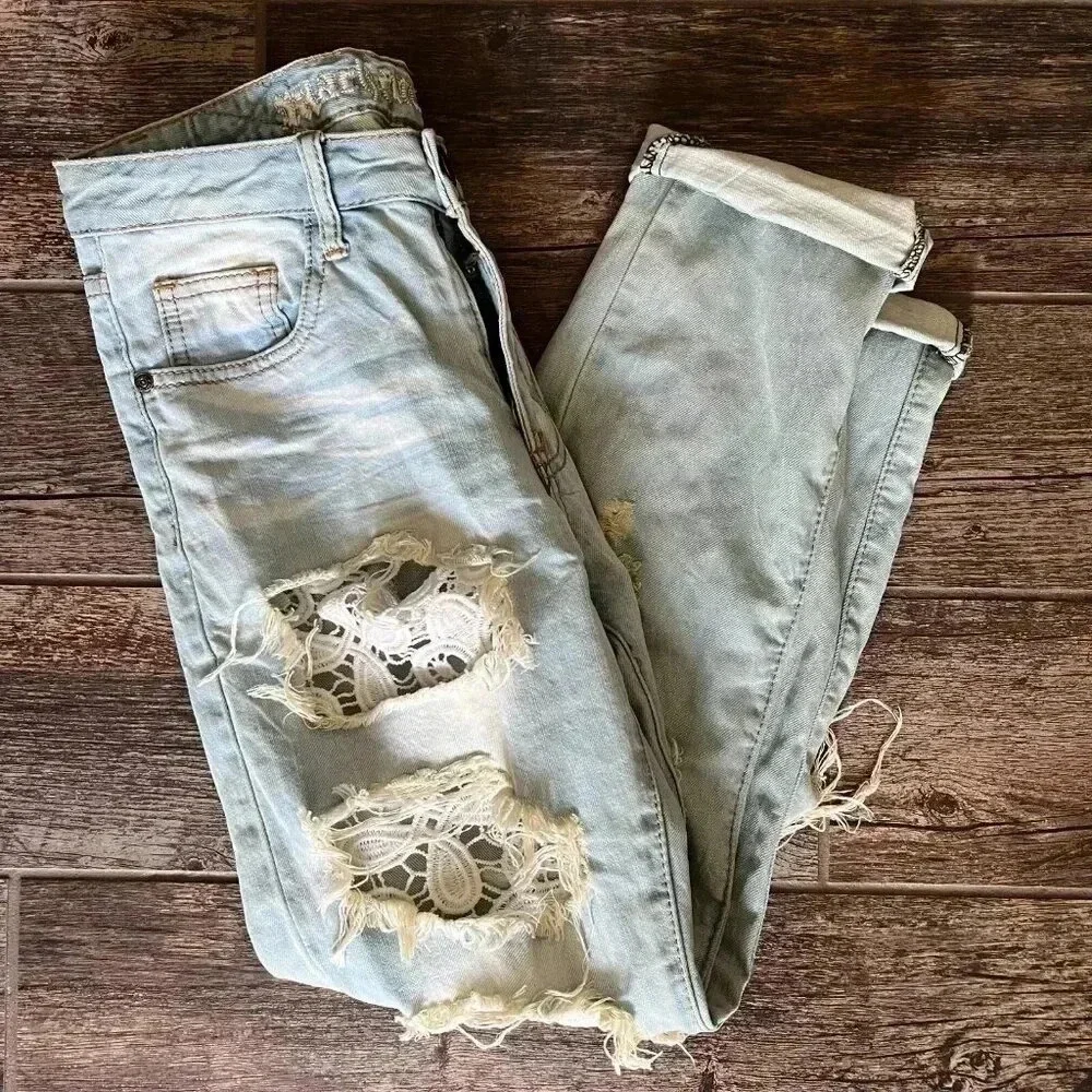 Machine Pour Neuf Jeans Women's Size 27 US - Distressed - Heavy Wash - Cuffed - Picture 2 of 8